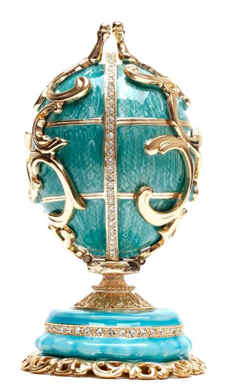 130 mm Double Ornament Blue Easter Egg with the Basket