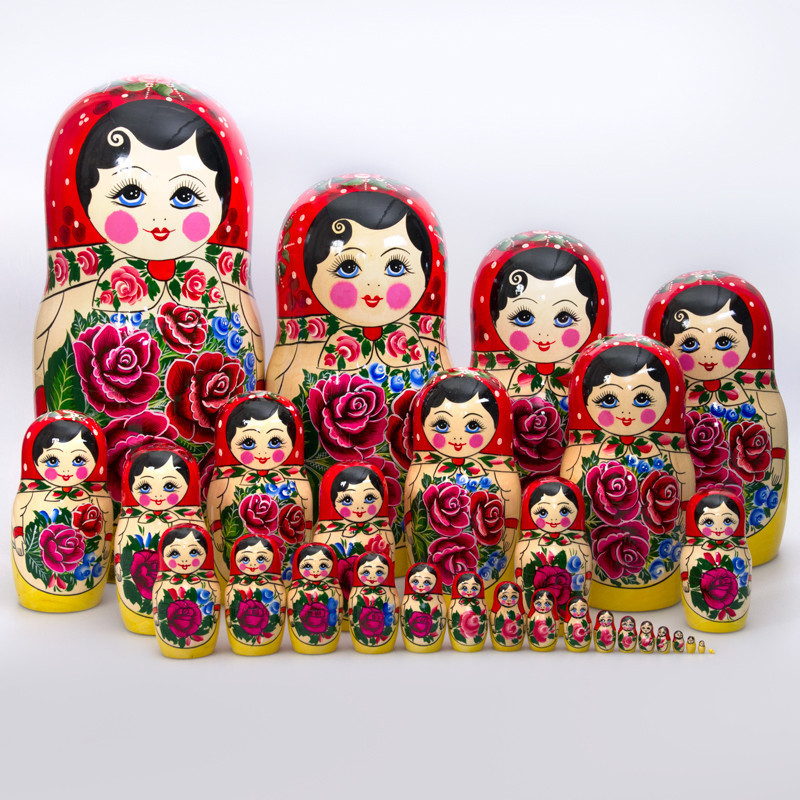 U Semenovskaya Hand Painted Matryoshka Doll 30 pcs