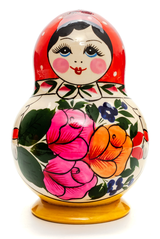 Semenovskaya Russian Matryoshka Nesting Doll red head round shape 10 pcs inside