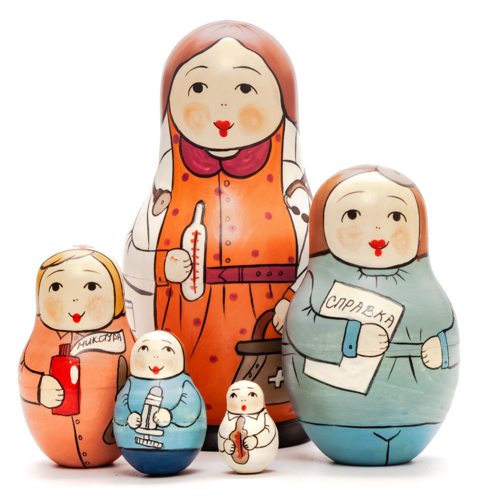 Shop Exclusive Nesting Dolls 110 mm Doctor hand painted Traditional Russian Wooden Matryoshka doll 5 pcs (by Igor Malyutin) online at Skazka.site | Eligible for fast shipping and free returns. 110 mm Doctor hand painted Traditional Russian Wooden Matryoshka doll 5 pcs (by Igor Malyutin)