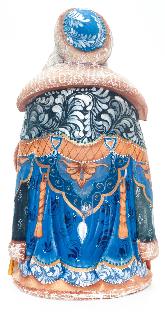 200 mm Santa with a Magic Staff and a Bag with handpainted Children Wooden Carved Statue (by Igor Carved Wooden Figures Studio)