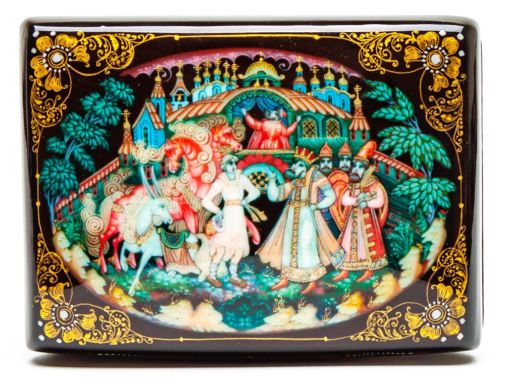 100x70mm The Tale of the Little Humpbacked Horse Hand Painted Jewellery Box (by Sadko Workshop)