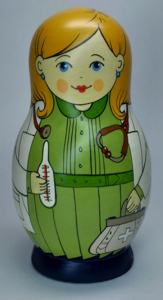 Shop Exclusive Nesting Dolls 125 mm Doctor hand painted Traditional Russian Wooden Matryoshka doll 5 pcs (by Igor Malyutin) online at Skazka.site | Eligible for fast shipping and free returns. 125 mm Doctor hand painted Traditional Russian Wooden Matryoshka doll 5 pcs (by Igor Malyutin)