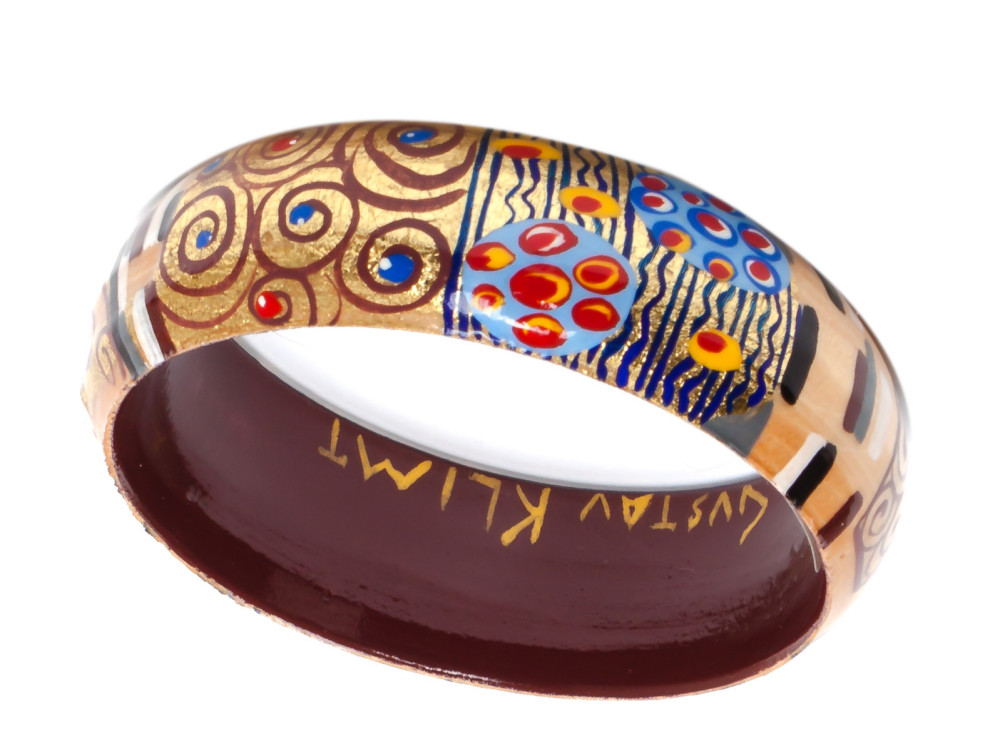 80x16 mm The Kiss by Klimt hand painted on wooden Bracelet (by A Studio)