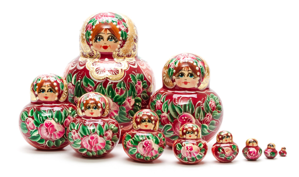 120 mm Maiden with Flowers hand painted on Wooden Matryoshka round doll 10 pcs (by Irina North) 