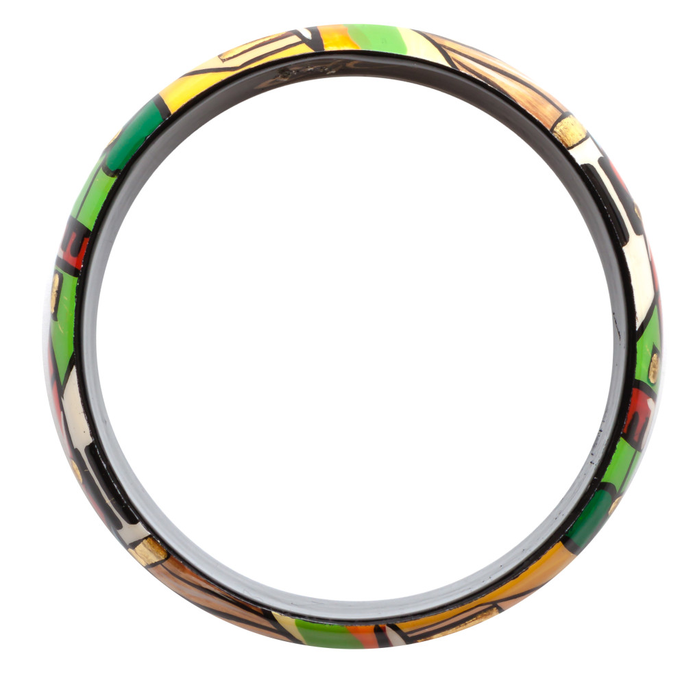 Moscow Snt Basil Cathedral and Kremlin hand painted by Lentuloff on wooden Bracelet (by A Studio)