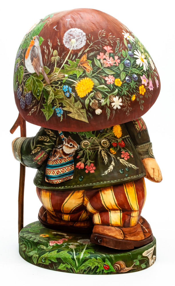 300 mm Mushroom hand painted Wooden Statue (by Karpova Nadezda)
