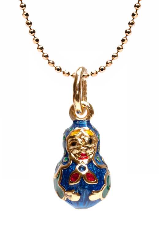 Small Matryoshka Enamel Egg Pendant