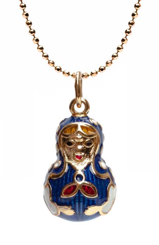 Matryoshka Enamel Egg Pendant