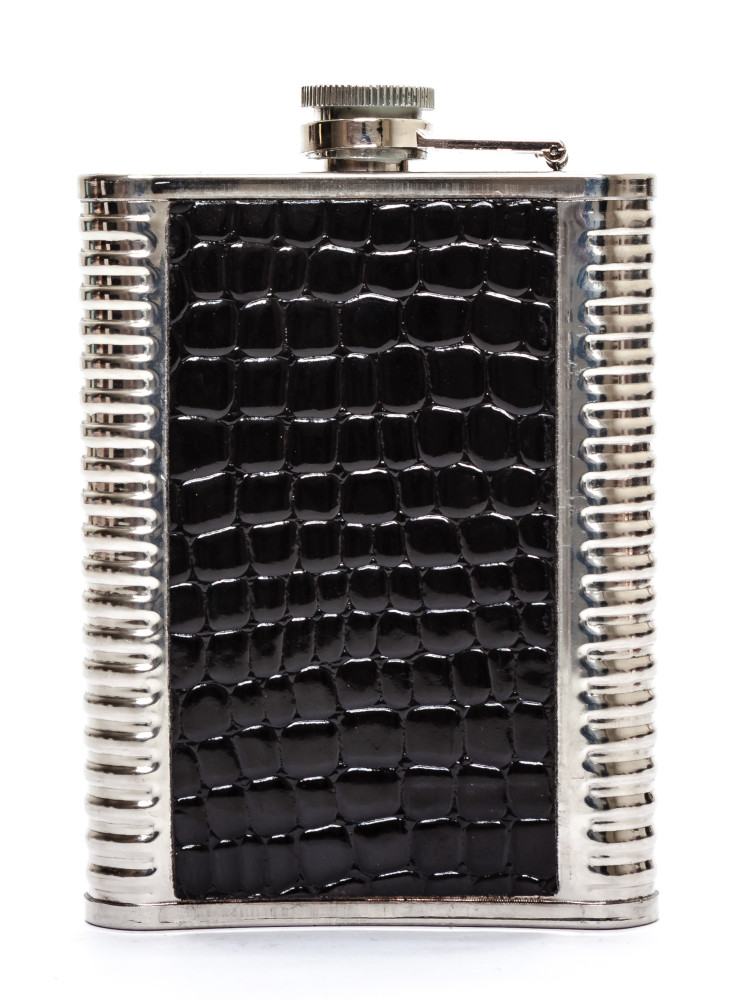 9 oz Russia Coat of Arms Leather Coated Metal Flask