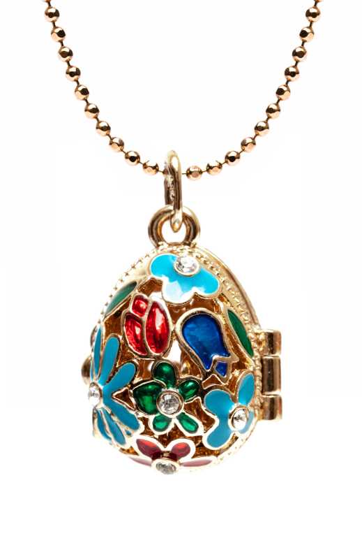 Light Blue Camomile Opening Egg Pendant