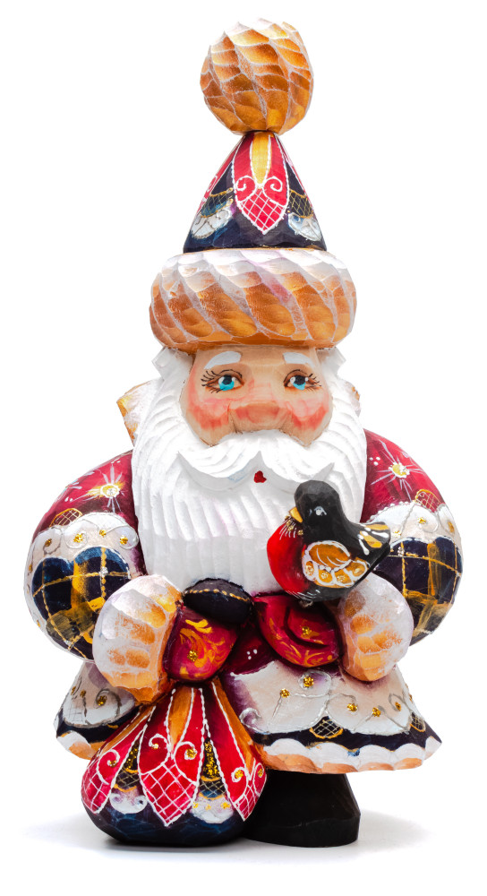 200 mm Santa Claus with a bird and a bag with gifts (by Igor Carved Wooden Figures Studio)