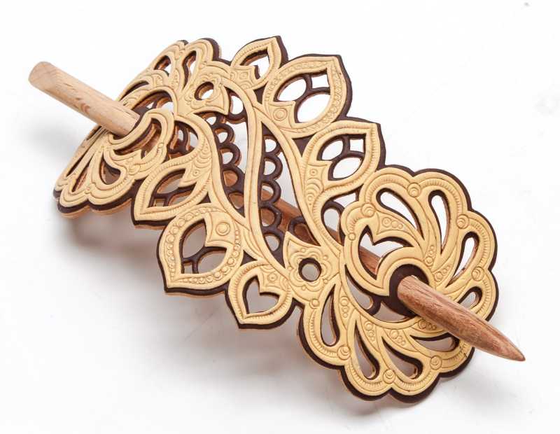 60x120 mm Patterns hand made Birchbark Hair Clip (by Maxim Birch)