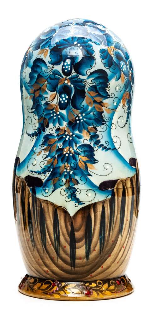 180 mm Maiden in a Dress hand painted on Wooden Matryoshka doll 5 pcs (by Natalia Crafts)