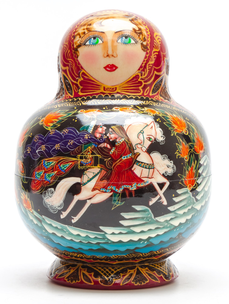 Shop Exclusive Nesting Dolls 140 mm Ruslan and Lyudmila hand painted on Wooden Matryoshka doll 10 pcs (by Trifinov Studio) online at Skazka.site | Eligible for fast shipping and free returns. 140 mm Ruslan and Lyudmila hand painted on Wooden Matryoshka doll 10 pcs (by Trifinov Studio)
