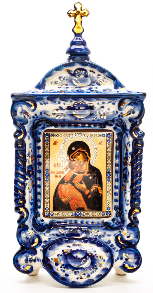 140x300mm Vladimirskaya God Mother Icon Gzhel (by Marina Gzhel Workshop)