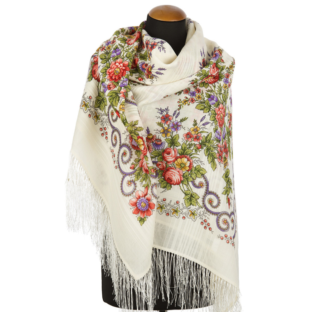 Shop Woolen Scarves with Warp and Silk Fringe 146x146 cm Платок «Утреннее сияние» online at Skazka.site | Eligible for fast shipping and free returns. Платок «Утреннее сияние»