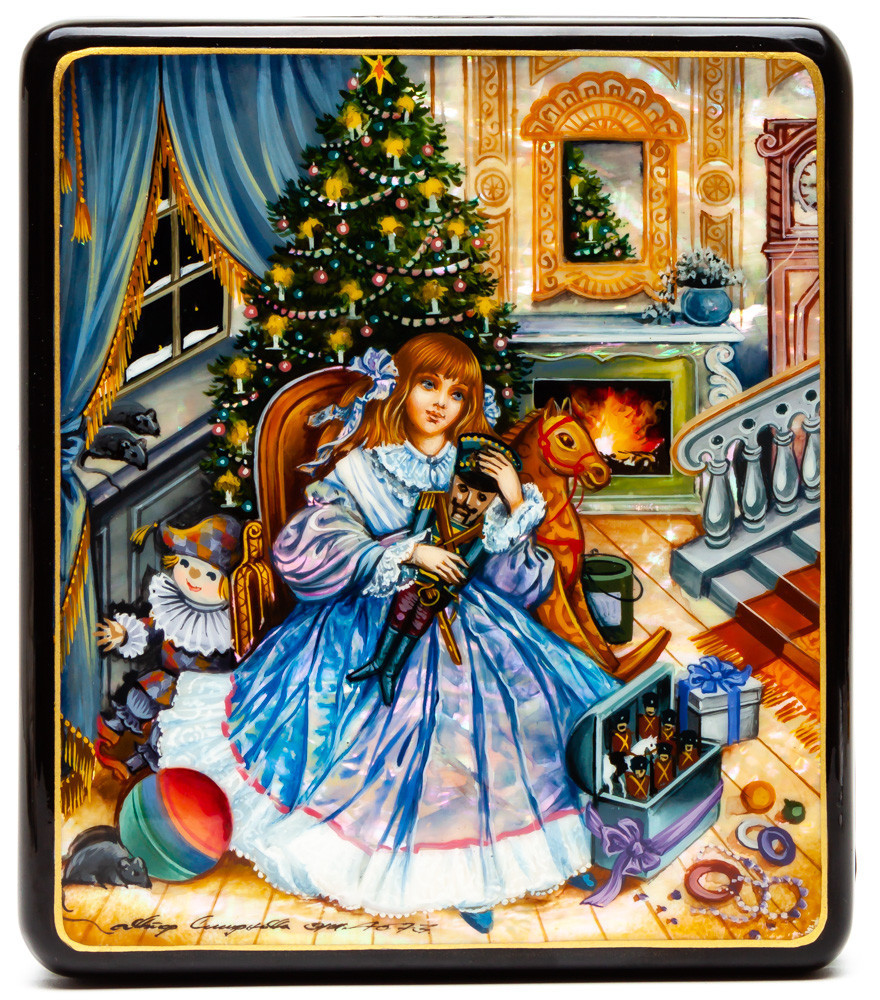 130x150mm Girl Hand Painted Jewellery Box (by Tatiana Shkatulka Crafts)