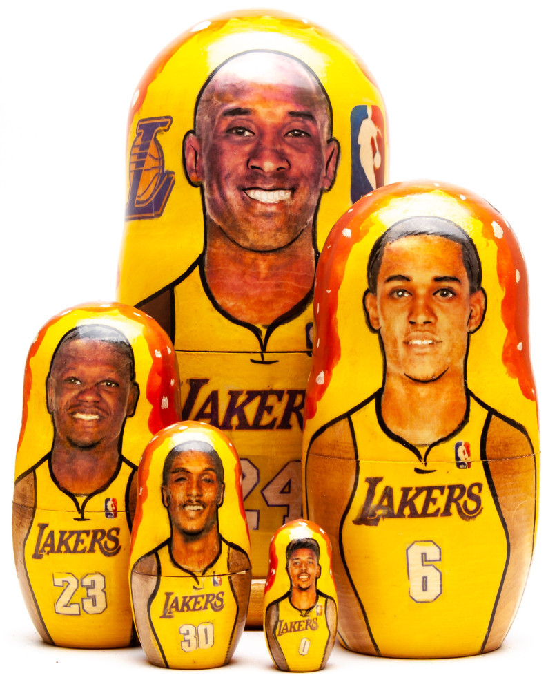 180mm Koby Bryant from Los Angeles Lakers Hand Painted Matryoshka Doll 5 pcs (by Konstantin Studio)