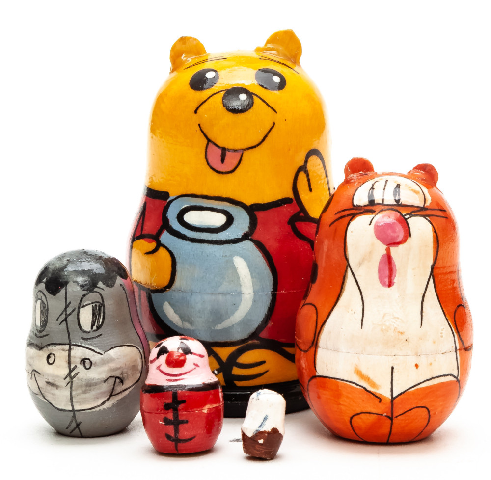 50 mm Vinnie The Pooh hand painted on Wooden Matryoshka doll 5 pcs (by Skazka)