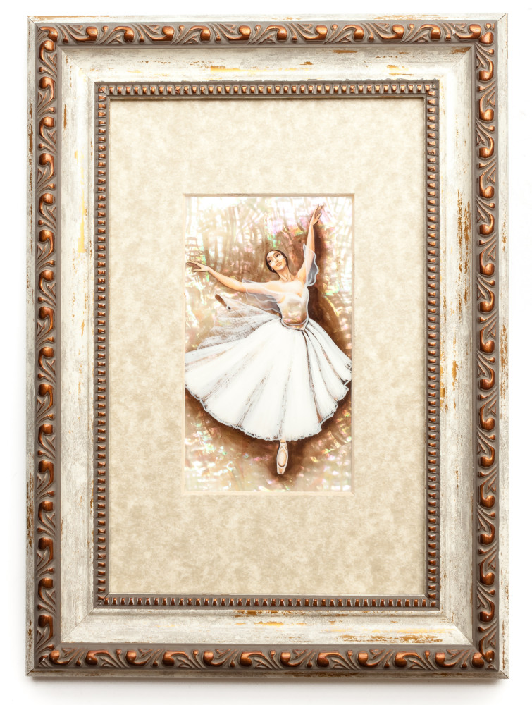 185x255 mm Ballerina hand painted on Nacre Fedoscino painting (by Tatiana Fedoscino Arts)