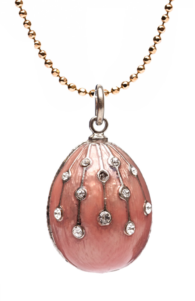 Asterisks on Pink Egg Pendant