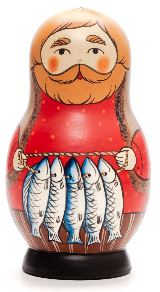 Shop Exclusive Nesting Dolls 125 mm Fishmonger hand painted Traditional Russian Wooden Matryoshka doll 5 pcs (by Igor Malyutin) online at Skazka.site | Eligible for fast shipping and free returns. 125 mm Fishmonger hand painted Traditional Russian Wooden Matryoshka doll 5 pcs (by Igor Malyutin)