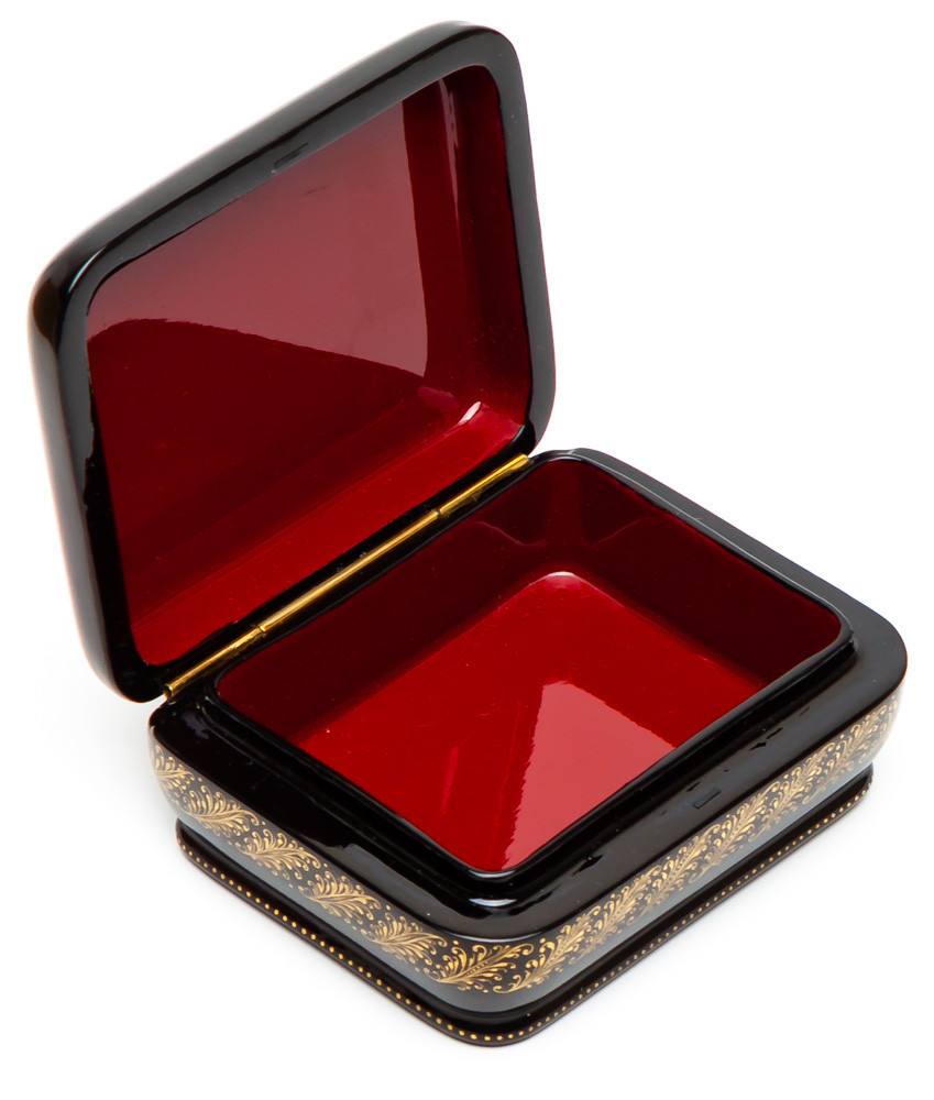 60x70mm The Goldilocks and the Three Bears hand painted lacquered box from Palekh (by Pavel Studio)