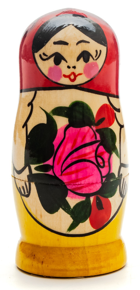 95 mm Red Head Semenovskaya Hand Painted Wooden Matryoshka Nesting Doll 4 pcs inside (by Ivan Studio)