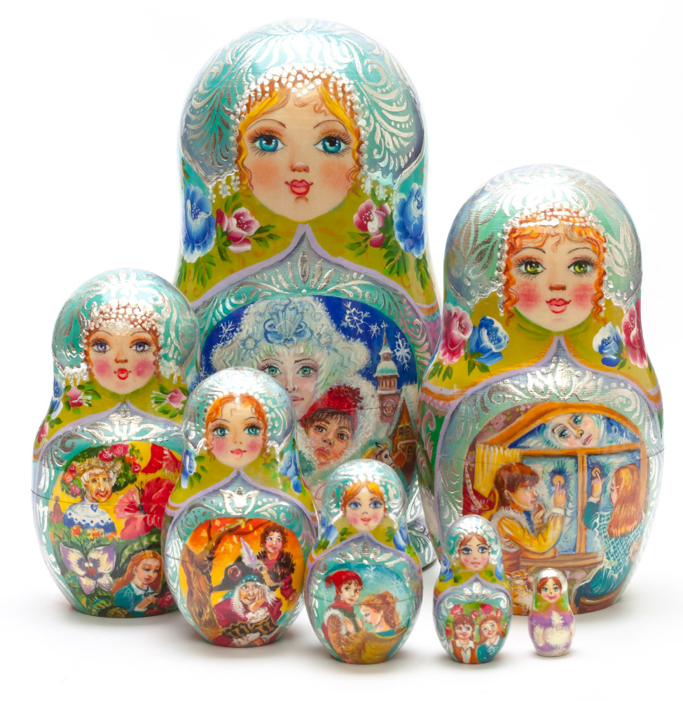 200 mm The Snow Queen hand painted on Wooden Matryoshka doll 7 pcs (by Valeria Crafts)
