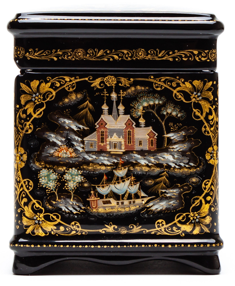 80x60mm Russian North Hand Painted Jewellery Box (by Sadko Workshop)