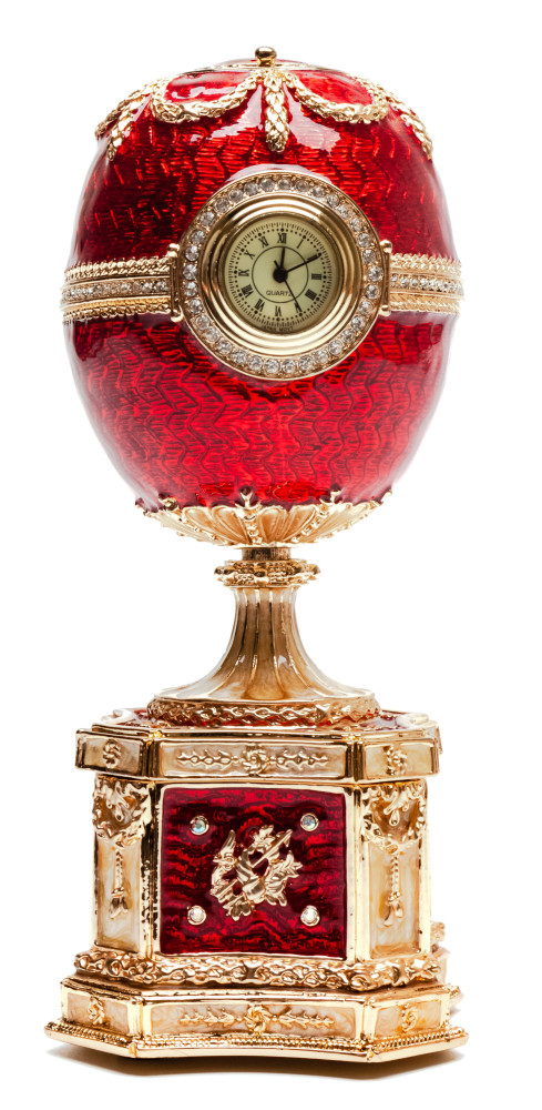 140 mm Red Chanticleer Music Easter Egg with Clock