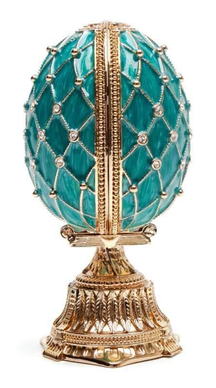 90 mm Light Blue Lattice Easter Egg with the Basket