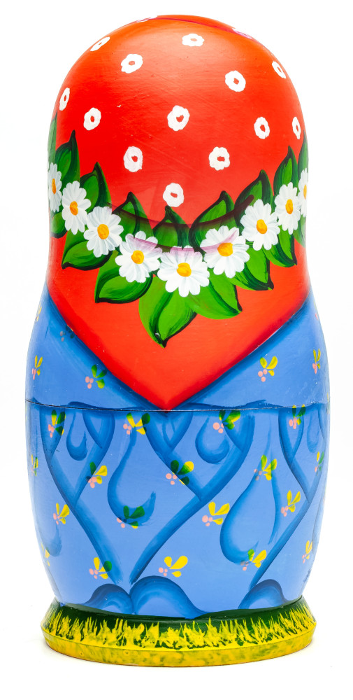 180 mm Russian Family hand painted wooden Matryoshka doll 5 pcs (by Tatiana Morozova)