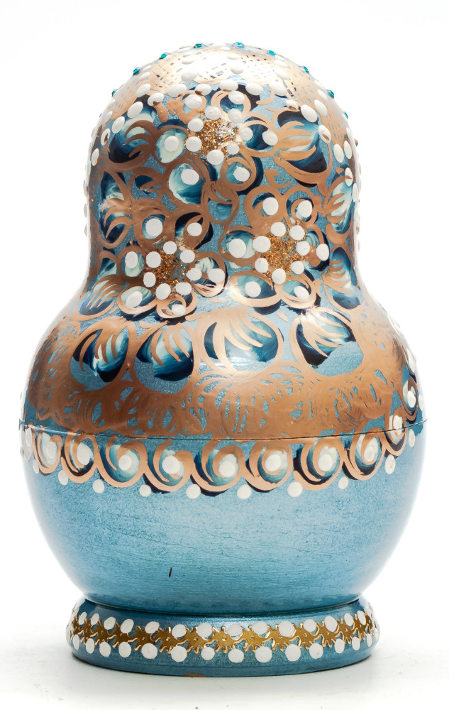 120 mm Russian North Pattern hand painted Wooden Matryoshka Doll 5 inside (by Snezana Studio)