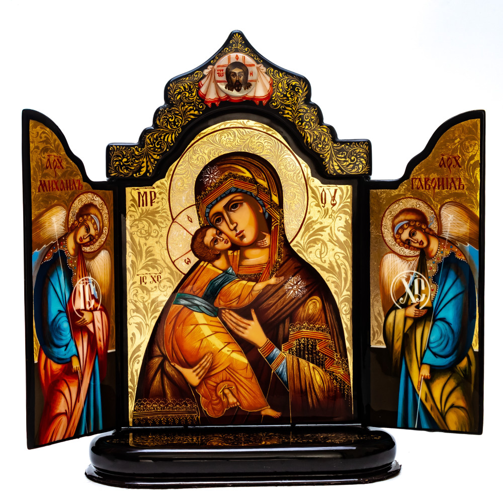 190x260mm Vladimirskaya Godmother handpainted on nacre Icon (by Galina Studio)
