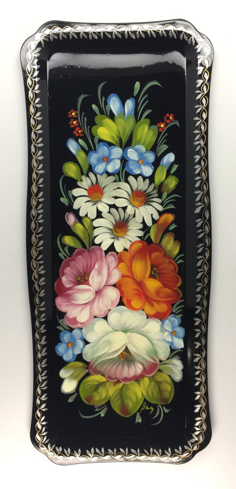 Zhostovo Hand Painted Metal Tray