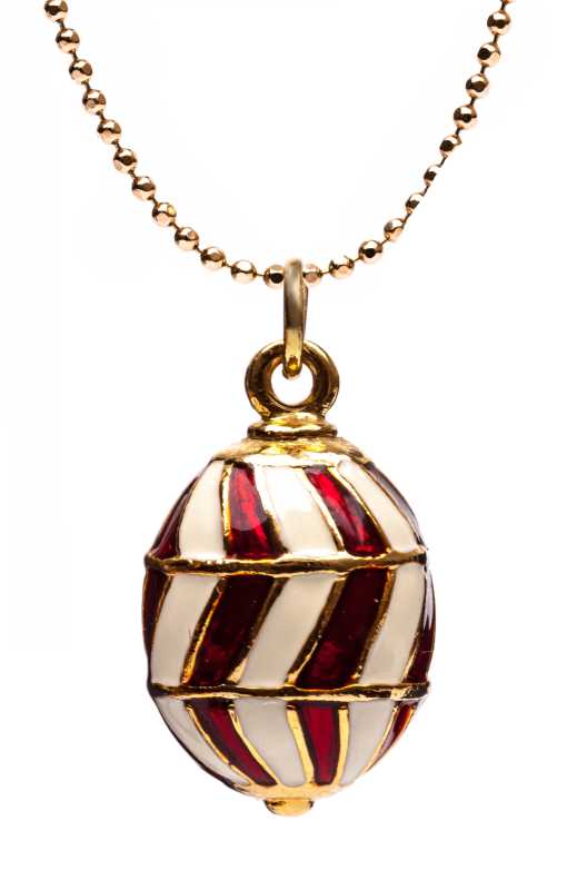 Alternating Lines Red Egg Pendant