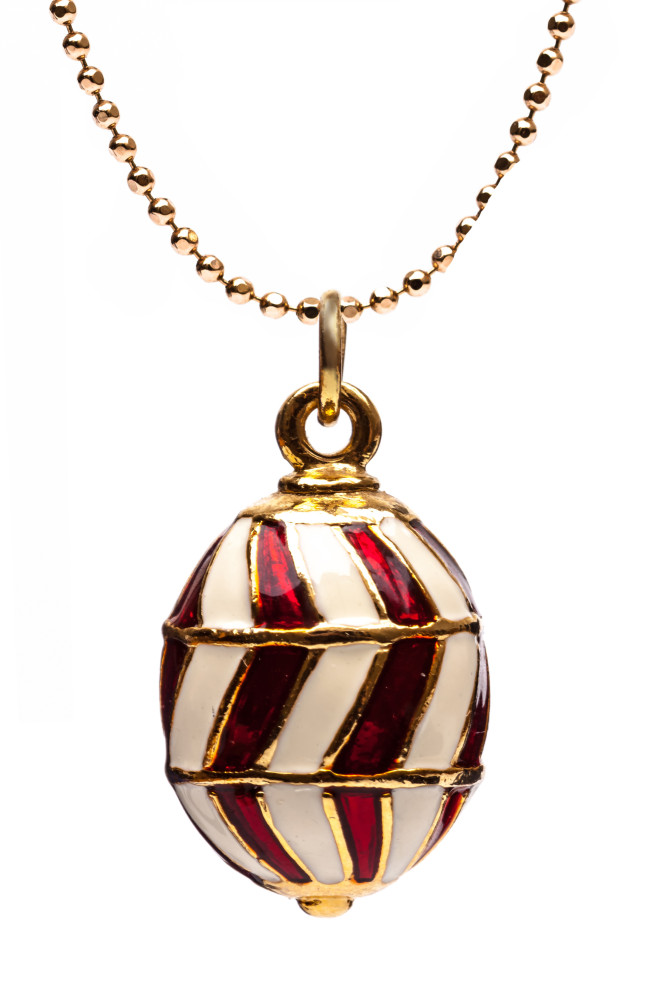 Alternating Lines Red Egg Pendant
