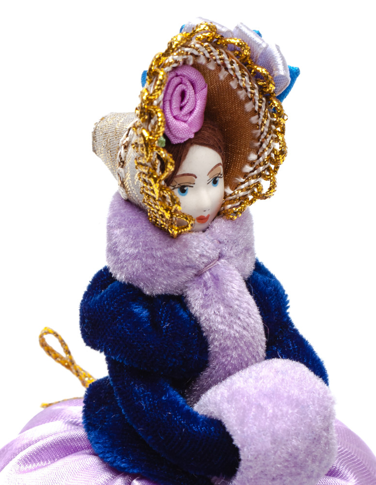 Girl with a Clutch in a Winter Hat and Dress of the 18th century style hand-sewn Doll with Jewelry Box (by Le Russe)