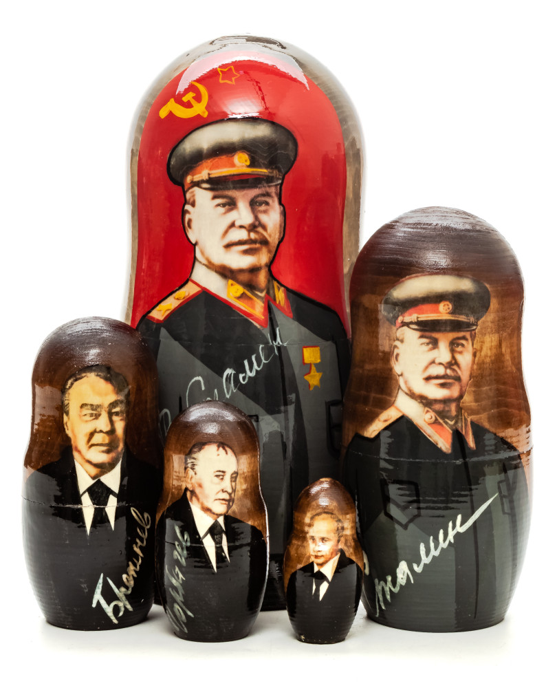 180mm Joseph Stalin Hand Painted Matryoshka Doll 5 pcs (by Konstantin Studio)
