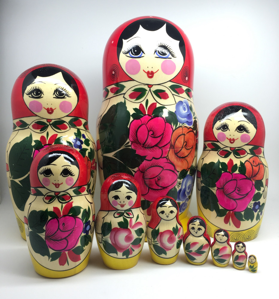 U Semenovskaya Hand Painted Matryoshka Doll 10 pcs