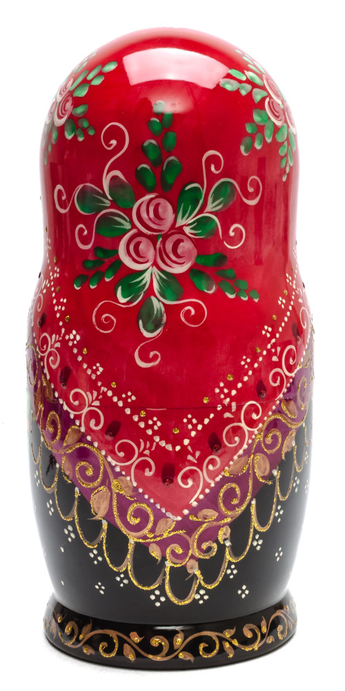 260 mm Russian Dinner handpainted Wooden Matryoshka Doll 10 pcs (by Skazka)