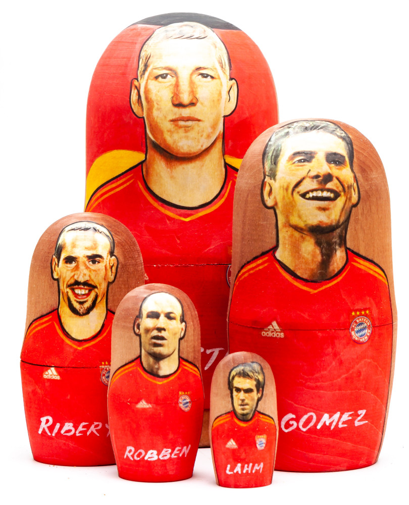 180mm Bastian Schweinsteiger from Bayern Muchen Hand Painted Matryoshka Doll 5 pcs (by Konstantin Studio)
