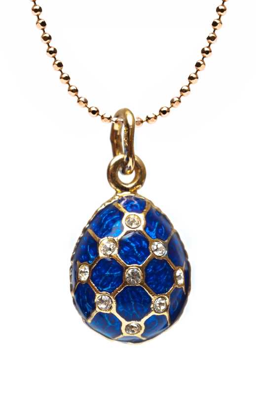 Mesh with Rhinestones Small Blue Egg Pendant