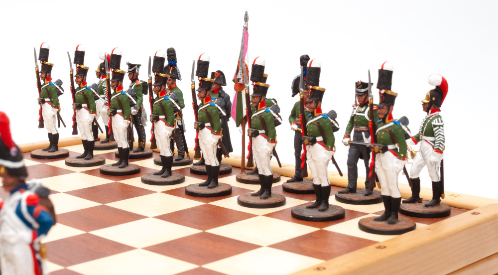 370x370 mm French Invasion of Russia handpainted figures on wooden Chess Board (by Fyodor Chess Studio)