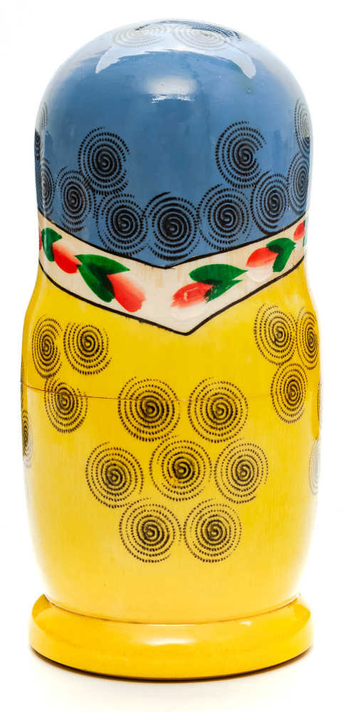 170 mm Navy Blue Head Semenovskaya Hand Painted Wooden Russian Matryoshka Nesting Doll 7 pcs inside (by Ivan Studio)