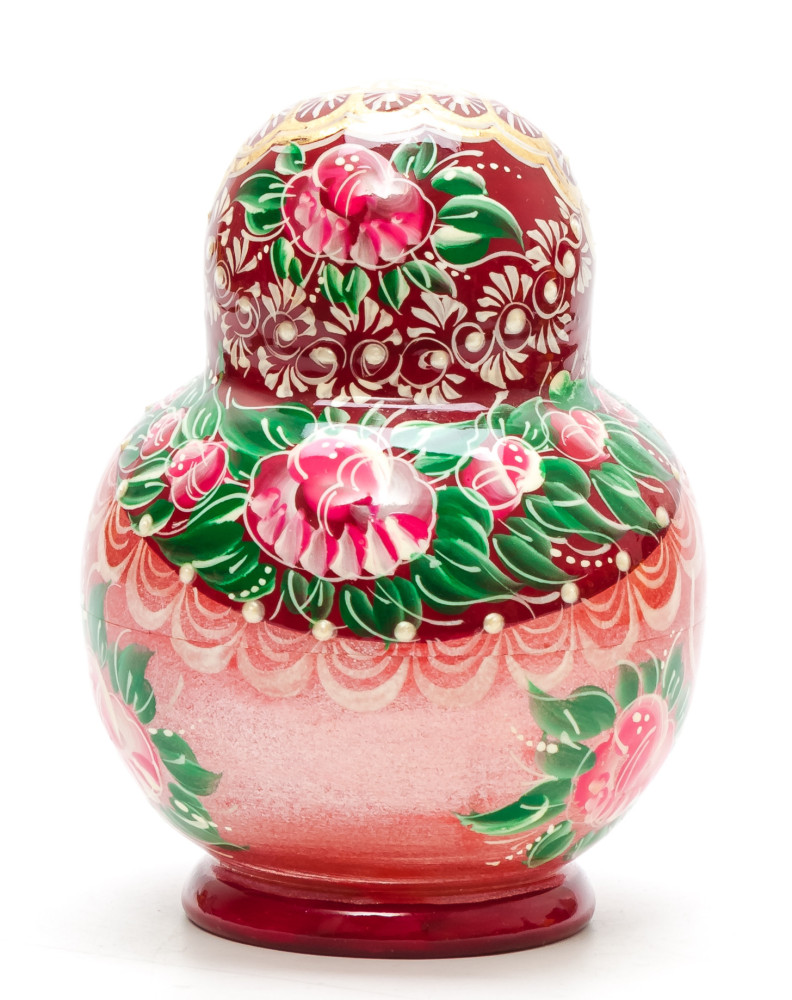 120 mm Maiden with Flowers hand painted on Wooden Matryoshka round doll 10 pcs (by Irina North) 