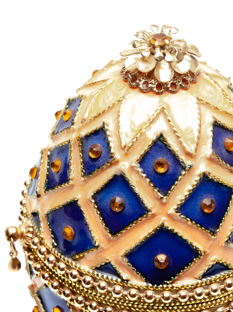140 mm Music Rhombus Blue and Beige Easter Egg