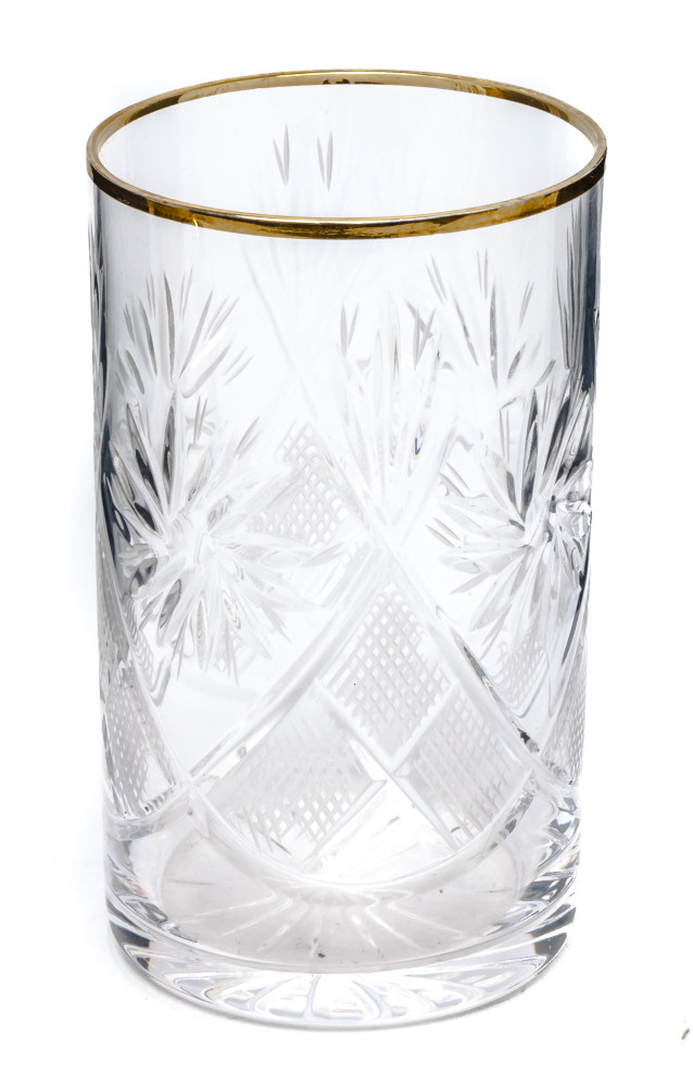 The Bolshoi Theatre Gold Plated Brass Tea Glass Holder with Crystal Glass and Gold Plated Tea Spoon (by Kolchugino)